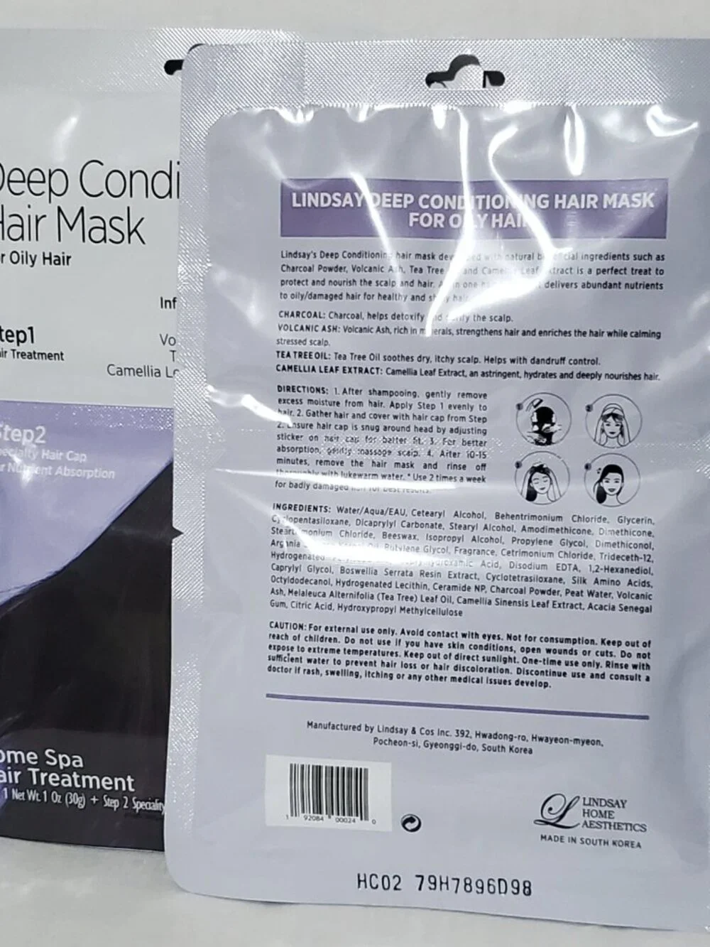 K-Beauty Lindsay Charcoal Hair Mask Lot (2pk) Deep Conditioning for Oily Hair